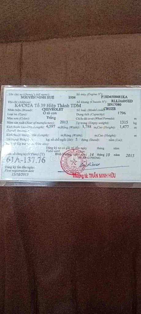 Cần bán nhanh xe chevrolet cruzbản LTZ số tự. Mua bán Ô tô tại Thành phố Thủ Dầu Một Bình Dương được đăng bởi nguyentruc hình 4