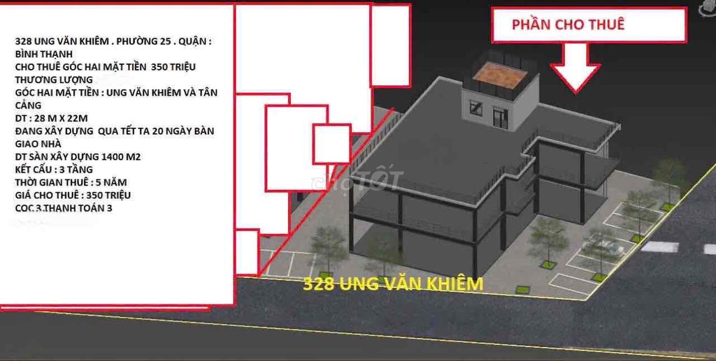 ✅ Cho Thuê MBKD 350m2 2 Mặt Tiền Ung Văn Khiêm_Quận Bình Thạnh