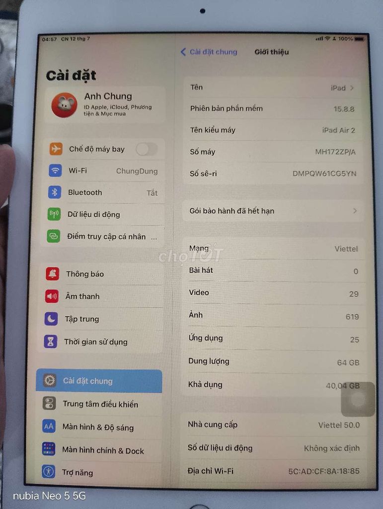 Apple iPad Air 2 Wifi + 4G 64GB Vàng. Mua bán Máy tính bảng tại Quận Tây Hồ Hà Nội được đăng bởi đặng Văn Chung  hình 1