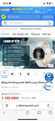 Đồng hồ thông minh Befit Luna 33mm. Mua bán Thiết bị đeo thông minh tại Huyện Bình Chánh Tp Hồ Chí Minh được đăng bởi Tubby