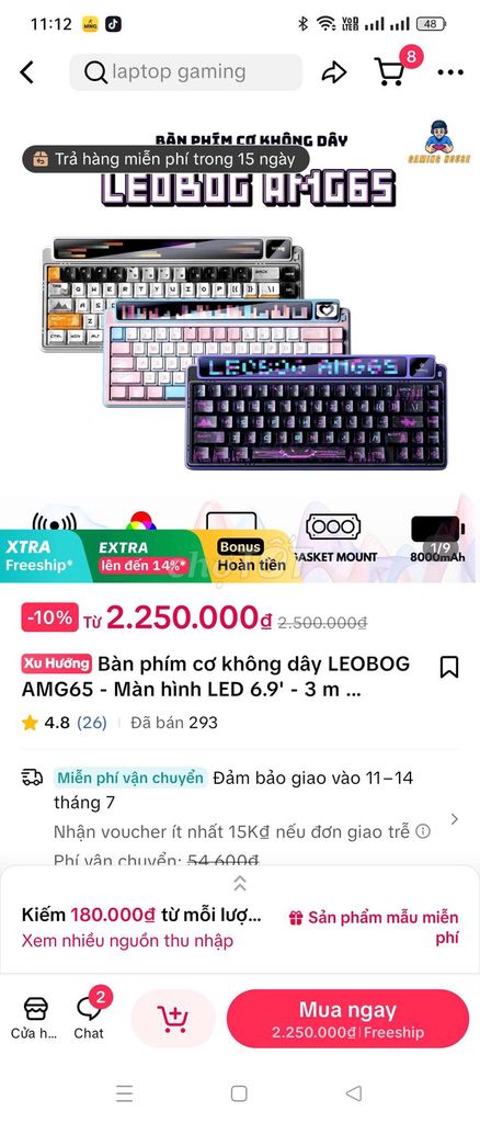 Bàn phím LEOBOG AMG65 Hồng Không dây. Mua bán Phụ kiện (Màn hình, Chuột...) tại Huyện Xuyên Mộc Bà Rịa - Vũng Tàu được đăng bởi Hoàng Tuấn hình 1