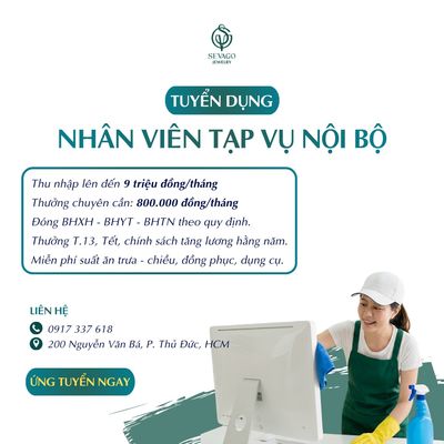 GẤP - Tuyển 2 Tạp vụ Văn Phòng tại Q2/Thủ Đức 