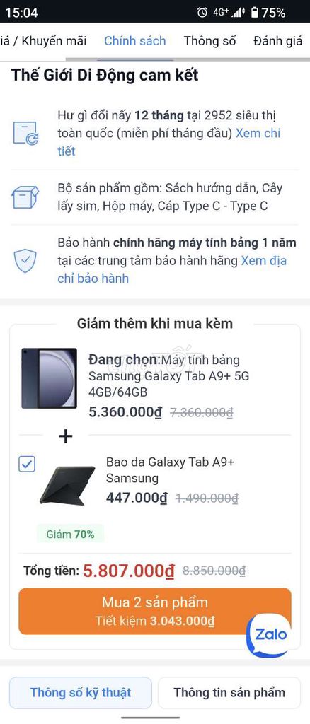 Tab A9 5g bảo hành TGDD 10/2026. Mua bán Máy tính bảng tại Quận Bình Thuỷ Cần Thơ được đăng bởi hao lam hình 1