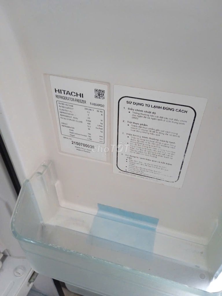 Tủ lạnh HITACHI R-WB545PV2 -INVERTER. Mua bán Tủ lạnh tại Quận Gò Vấp Tp Hồ Chí Minh được đăng bởi dat nguyen  hình 1