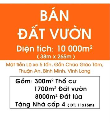 Bán 10.000m2 đất nghỉ dưỡng cách trung tâm Cần Thơ 15km. Mua bán đất tại Thị xã Bình Minh Vĩnh Long được đăng bởi Võ Thảo
