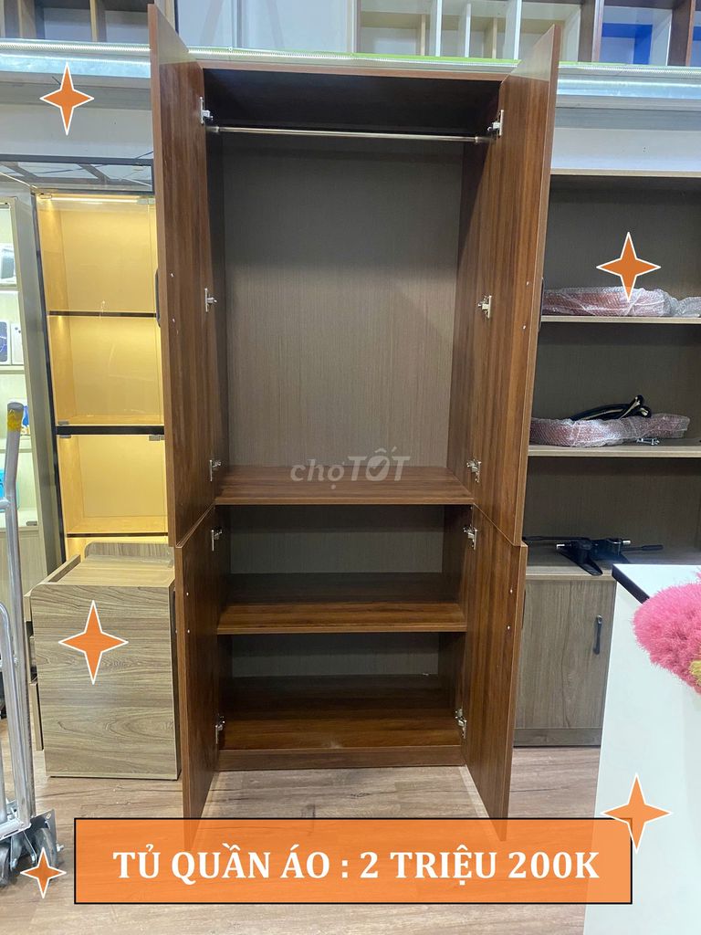 XẢ MẪU TỦ QUẦN ÁO 80X190CM CỬA MỞ CÁNH VÁN GỖ. Mua bán Tủ, kệ gia đình tại Quận Gò Vấp Tp Hồ Chí Minh được đăng bởi NỘI THẤT VĂN PHÒNG TỦ KỆ TRƯNG BÀY hình 1