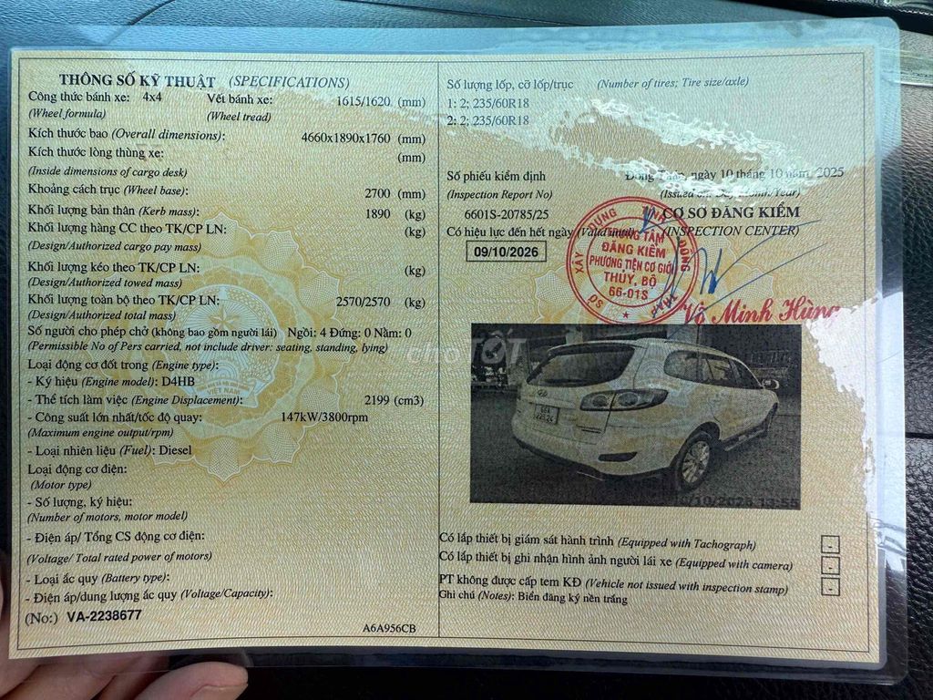 Hyundai Santa Fe 2010 Nhập Hàn Quốc. Mua bán Ô tô tại Thành phố Long Xuyên An Giang được đăng bởi Tá Điền hình 7