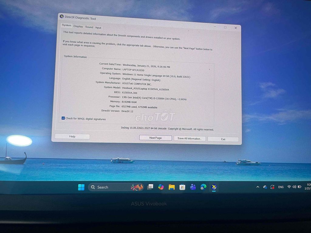 ASUS Vivobook X1505VA i5-13500H 15.6 inch 8GB/512. Mua bán Laptop tại Quận Gò Vấp Tp Hồ Chí Minh được đăng bởi Lê Tiên  hình 1