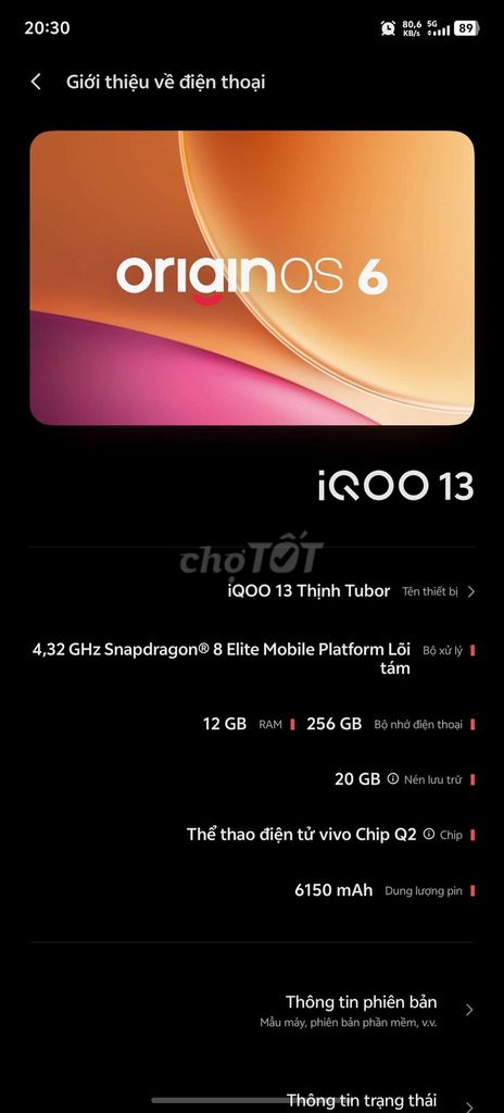 Vivo iQOO 13 256GB Đen Đã sử dụng. Mua bán Điện thoại tại Thị xã Bến Cát Bình Dương được đăng bởi Thịnh hình 1