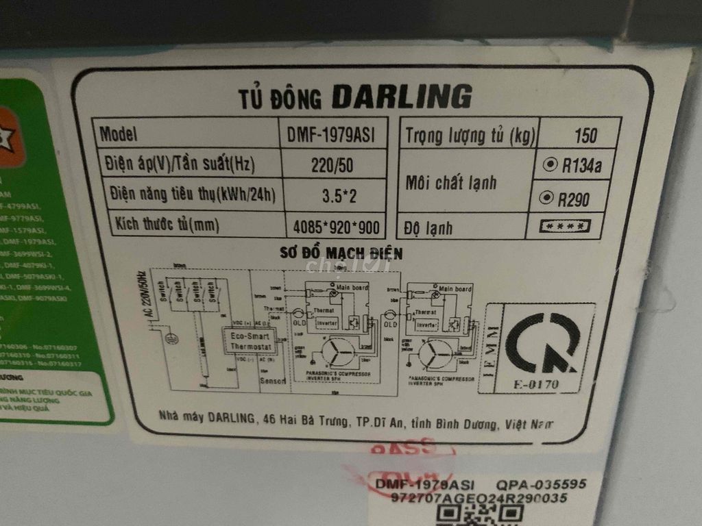 Bán tủ đông 4 cánh lớn 2.400l còn bảo hành 26 tr