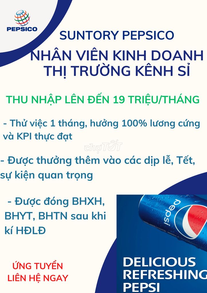 NHÂN VIÊN KINH DOANH THỊ TRƯỜNG SUNTORY PEPSICO