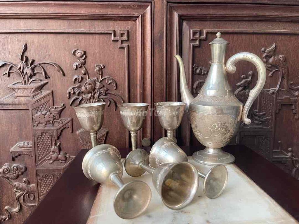 Bộ ly rượu Đồng mạ bạc Bạc. Mua bán Đồ sưu tầm, đồ cổ tại Quận Đống Đa Hà Nội được đăng bởi Hoa Nguyễn hình 1