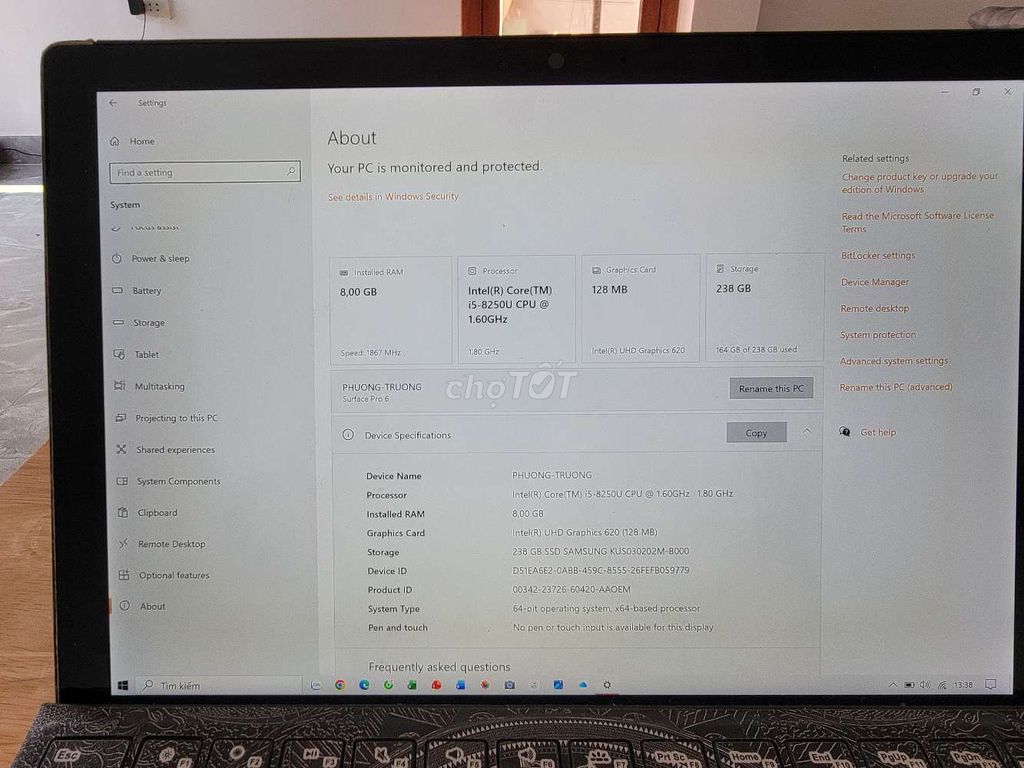Surface Pro 6 chip core i5 Ram 8GB/256GB. Mua bán Laptop tại Quận 11 Tp Hồ Chí Minh được đăng bởi HOUSE CENTER hình 1
