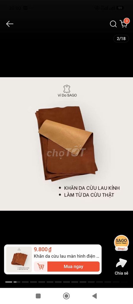 Khăn lau màn hình Ví Da SAGO. Mua bán Phụ kiện thời trang khác tại Thành phố Trà Vinh Trà Vinh được đăng bởi ngọc yến 84 bách hóa tổng hợp  hình 1