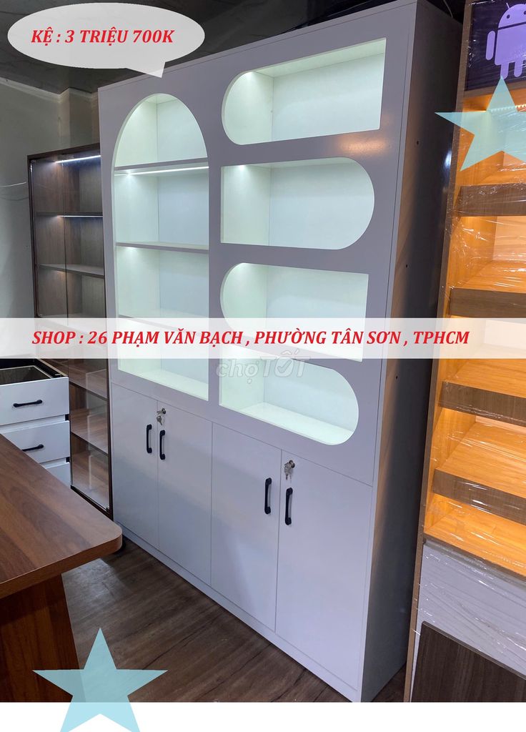 KỆ TỦ TRƯNG BÀY DECOR SPA , SHOP MỸ PHẨM 140X2M. Mua bán Tủ, kệ gia đình tại Quận Tân Bình Tp Hồ Chí Minh được đăng bởi  NỘI THẤT GIÁ XƯỞNG TPHCM hình 1
