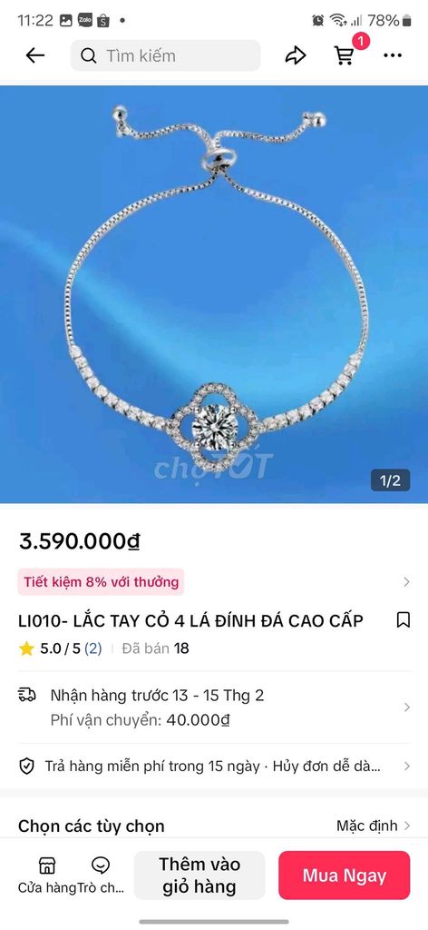 Lắc tay nữ xi kim, cỏ 4 lá. Quà Valentine