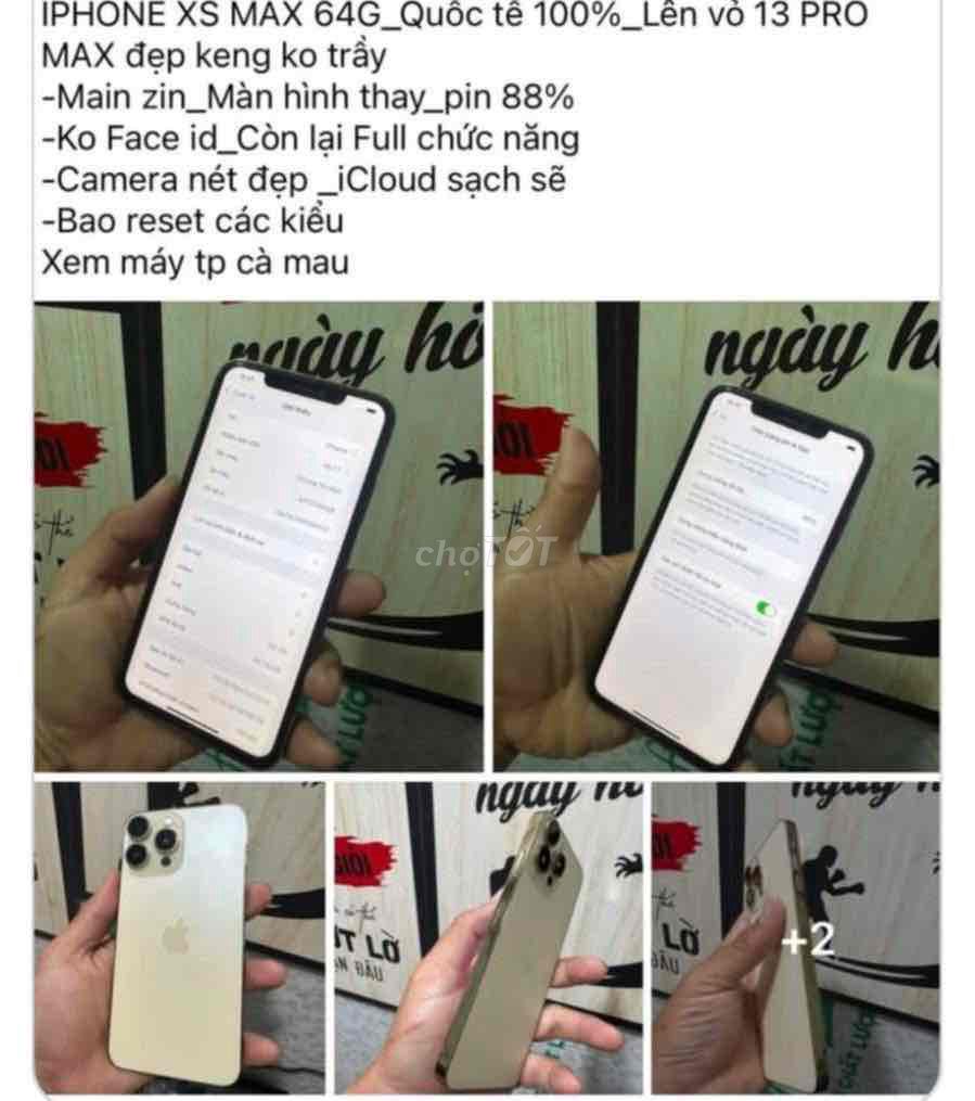 iPhone XS Max độ vỏ 13 Pro Max 64GB Vàng. Mua bán Điện thoại tại Huyện Đông Hải Bạc Liêu được đăng bởi Chí Tưởng hình 1
