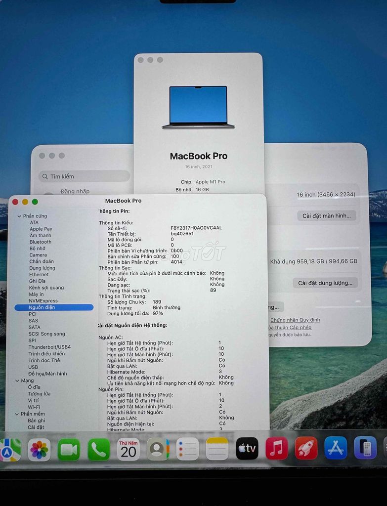 Macbook Pro 16" M1 Pro 16GB/1TB Gray 99% Pin Cao. Mua bán Laptop tại Quận Tân Bình Tp Hồ Chí Minh được đăng bởi ĐỒ MỚI GIÁ CŨ hình 1