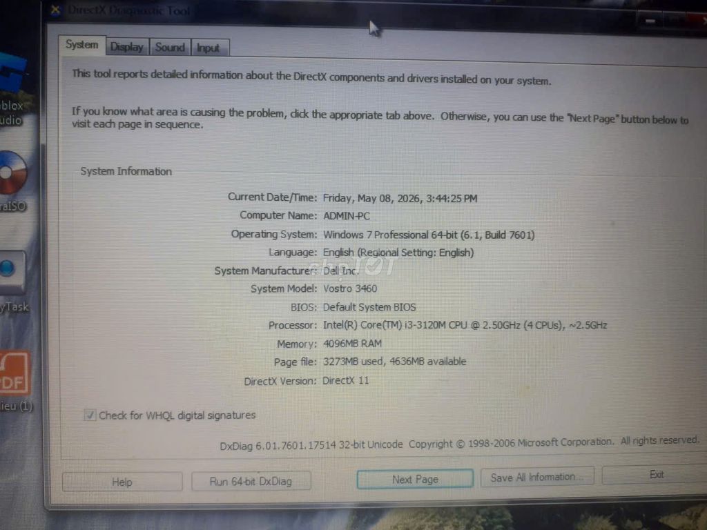 Dell  3460 i3-3120 14in 4g + mua đổi pc lap lk hư. Mua bán Laptop tại Huyện Hóc Môn Tp Hồ Chí Minh được đăng bởi thanh hình 1
