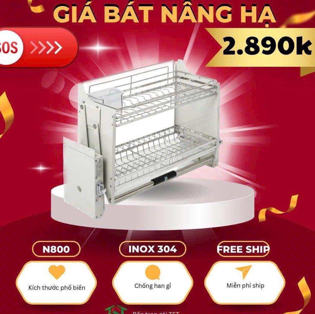 Giá bát nâng hạ đựng chén bát giá cực kì tốt