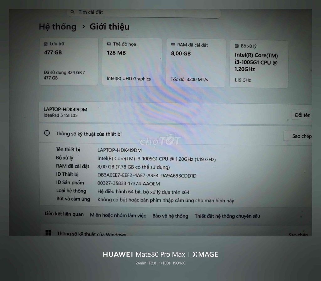 Lenovo IdeaPad 5 15IIL05 i3 8GB/512GB Like New. Mua bán Laptop tại Quận 12 Tp Hồ Chí Minh được đăng bởi khải nam hình 1