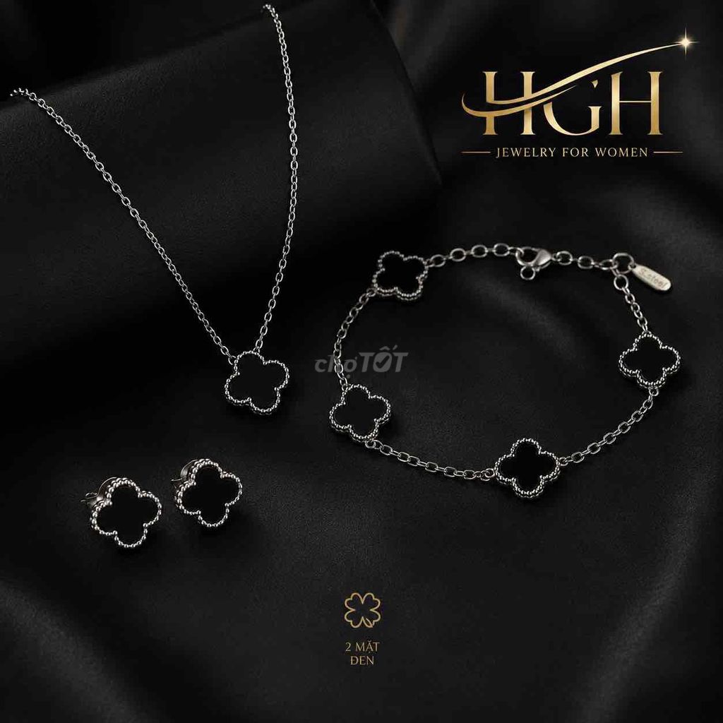 Bộ trang sức HGH 2 mặt đen kích thước hoa nhỏ. Mua bán Phụ kiện thời trang khác tại Quận Phú Nhuận Tp Hồ Chí Minh được đăng bởi Lục Y Bình hình 1