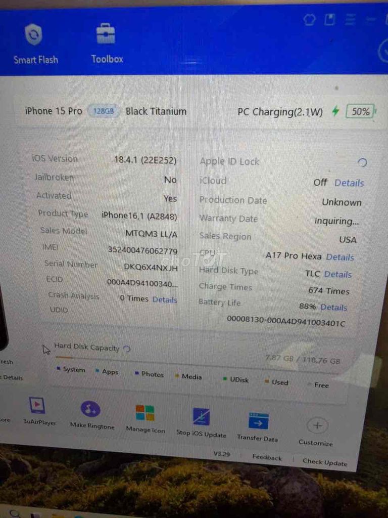 Apple iPhone 15 Pro 128GB Đen Hư màn hình. Mua bán Điện thoại tại Quận Bình Thạnh Tp Hồ Chí Minh được đăng bởi đỗ huy hình 1