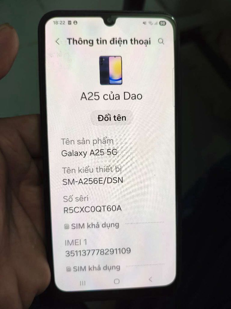 Samsung Galaxy A25 5G 8GB/128GB Xanh đậm. Mua bán Điện thoại tại Huyện Chương Mỹ Hà Nội được đăng bởi Nguyễn xuân Dao hình 1