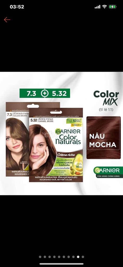 Thuốc nhuộm tóc Garnier Color Naturals Nâu Mocha. Mua bán Đồ chuyên dụng, Giống nuôi trồng tại Quận Gò Vấp Tp Hồ Chí Minh được đăng bởi Hoàn Mỹ  hình 1