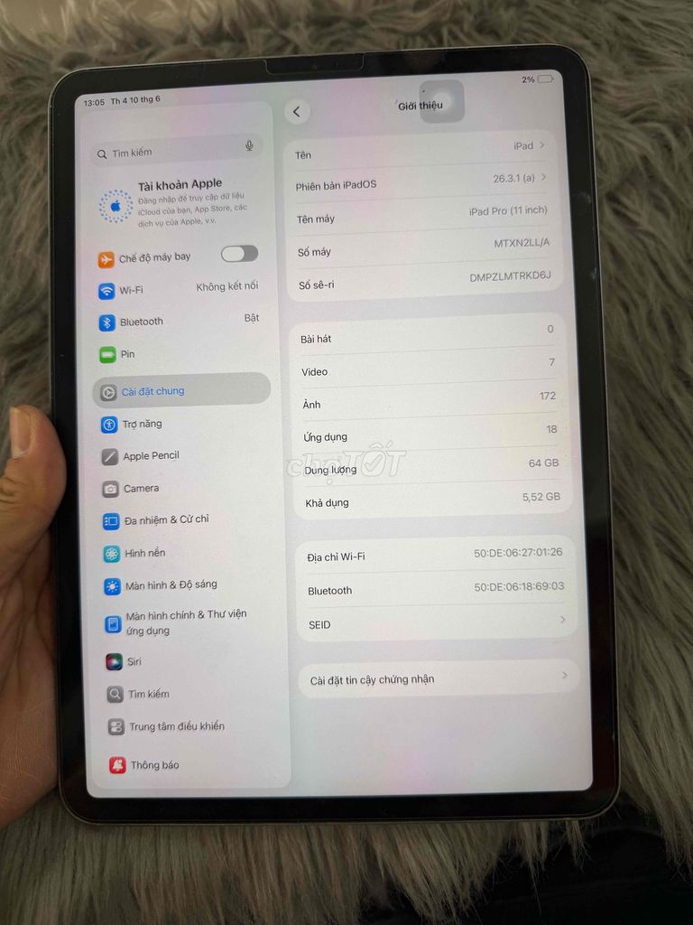 Apple iPad Pro 2018 64GB pin 92%. Mua bán Máy tính bảng tại Thành phố Thủ Đức Tp Hồ Chí Minh được đăng bởi đỗ huy hình 1