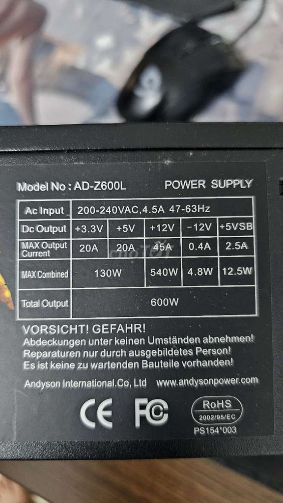 Nguồn Andyson AD-Z600L Đen. Mua bán Linh kiện (RAM, Card...) tại Quận Tân Bình Tp Hồ Chí Minh được đăng bởi Tuấn hình 1