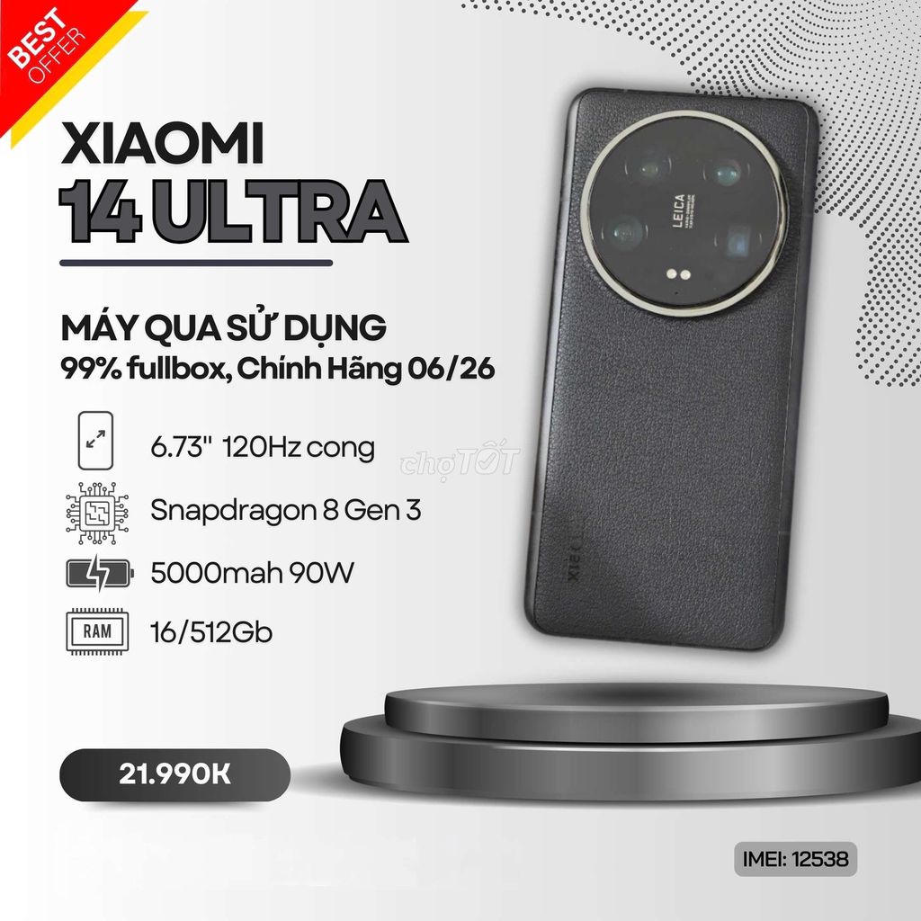 🥇MI 14 ULTRA ĐEN CHÍNH HÃNG 16/512GB BH DÀI