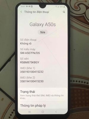 Thanh lí Samsung A50S không lỗi lầm. Mua bán Điện thoại tại Quận Cầu Giấy Hà Nội được đăng bởi Dũng