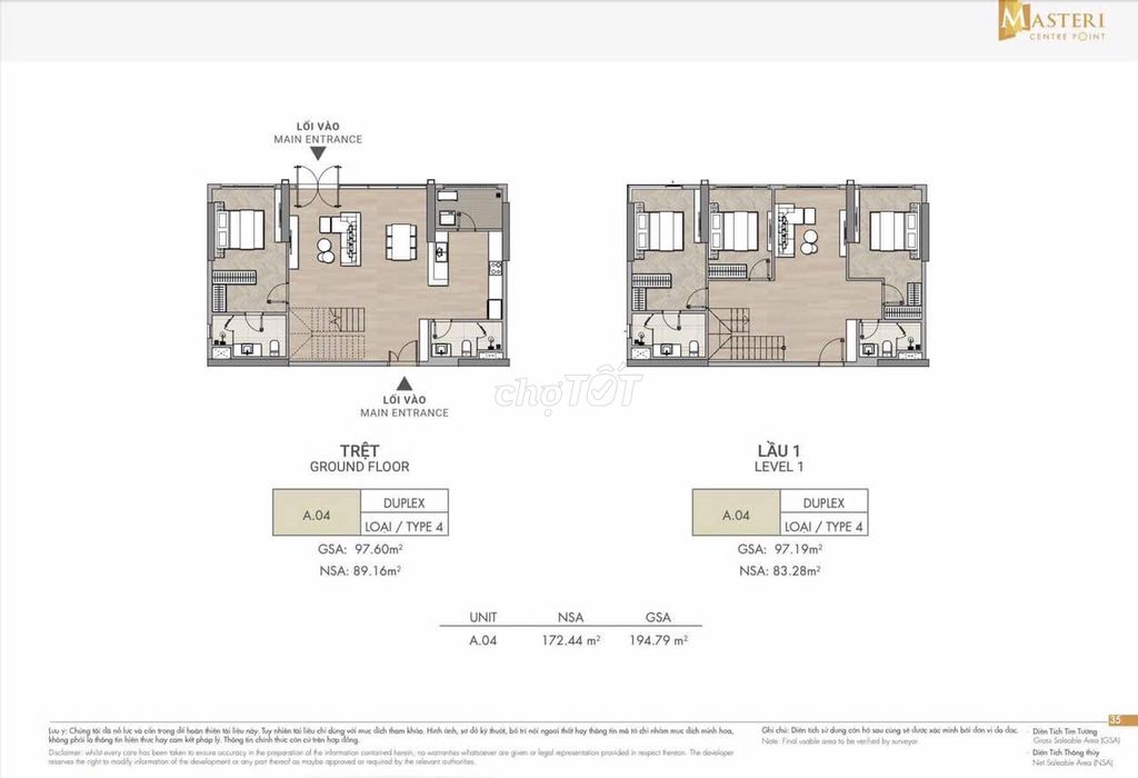 DUPLEX MASTERISE CENTRE POINT CHỈ~100 TR/M2-VỐN TRONG 2 NĂM CHỈ~2.5 TỶ