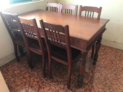 Bộ bàn ăn kiểu xưa gỗ đặc 6 ghế mua từ DakLak