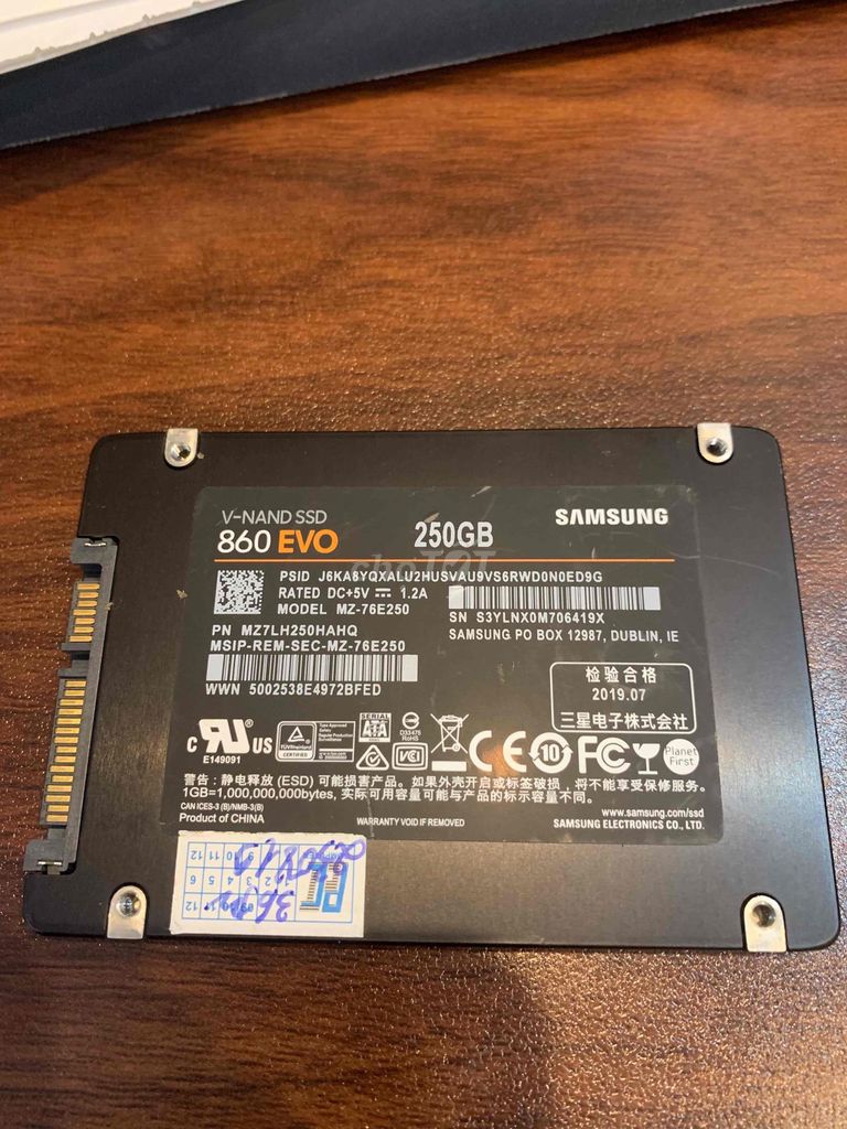 Ổ cứng SSD Samsung 860 EVO 250GB Đã qua sử dụng. Mua bán Linh kiện (RAM, Card...) tại Quận Ba Đình Hà Nội được đăng bởi Hoàng Đức hình 1