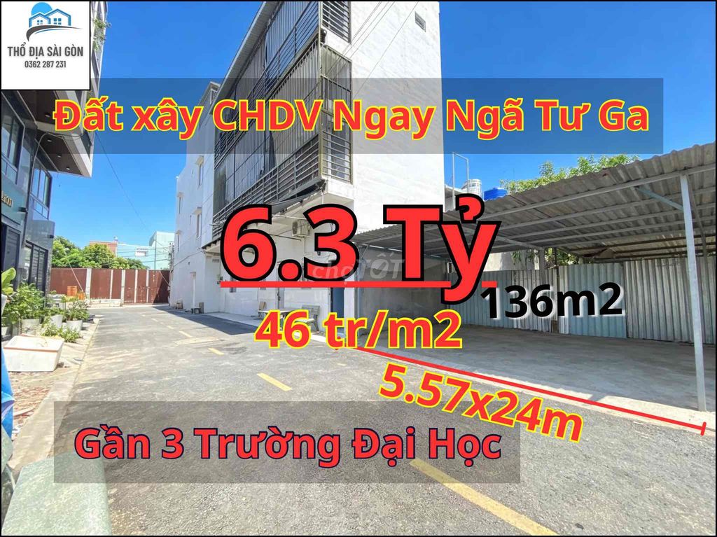 Đất 5.57x24m 136m2 thổ cư gần 4 trường Đại Học phù hợp xây CHDV