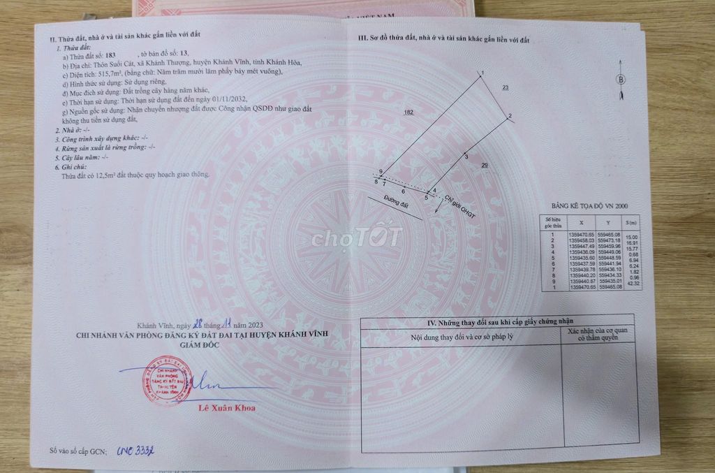 Cần bán gấp đất 15x35m Khánh Thượng, đất QH thổ cư, thế đất đẹp
