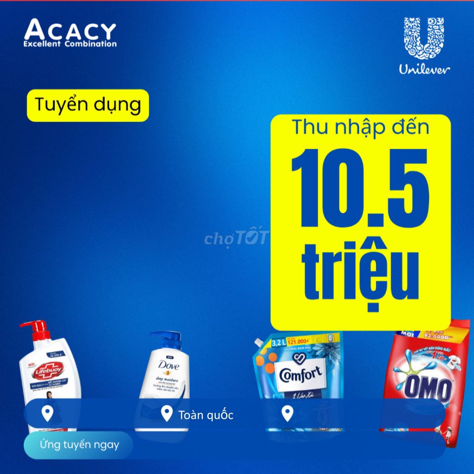 Tuyển nhân viên tư vấn bán hàng unilever Bạc Liêu