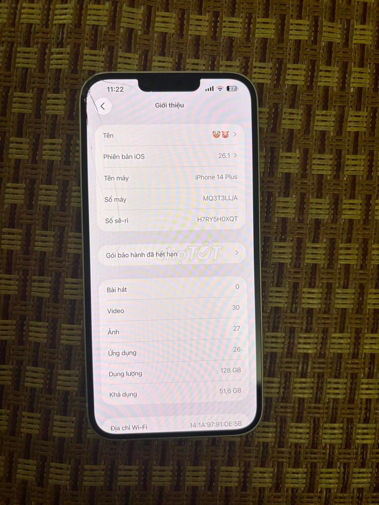 Apple iPhone 14 Plus 128GB Trắng Màn lưng vỡ. Mua bán Điện thoại tại Thành phố Thủ Đức Tp Hồ Chí Minh được đăng bởi Hội Đồ Điện Tử hình 1