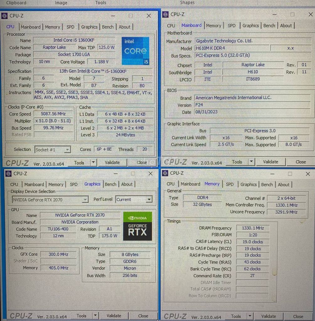 PC i5-13600kf emtek rtx 2070