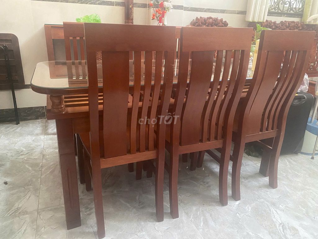 Bộ bàn ăn 6 ghế gỗ sồi kính Nâu. Mua bán Bàn ghế tại Huyện Hóc Môn Tp Hồ Chí Minh được đăng bởi Nguyễn Uy Lộc hình 1