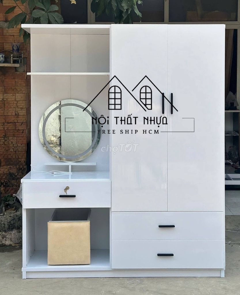 Tủ quần áo Nhựa Trắng Kèm bàn trang điểm Mới. Mua bán Tủ, kệ gia đình tại Quận 4 Tp Hồ Chí Minh được đăng bởi Nội thất giá xưởng hình 1