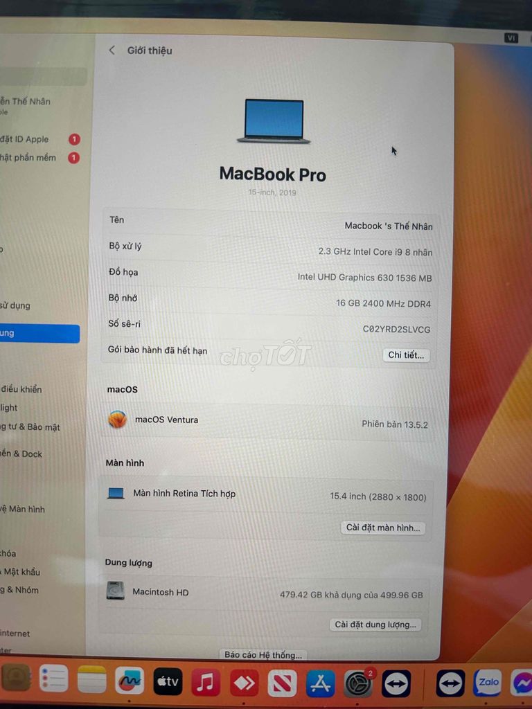 Macbook Pro 2019 - Core i9 16/512 leng keng