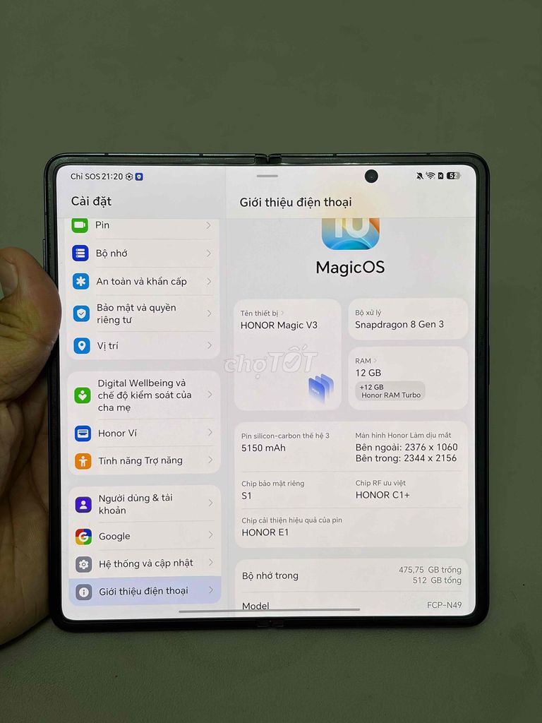 Honor Magic V3 quốc tế 16/512 có GL. Mua bán Điện thoại tại Thành phố Thủ Đức Tp Hồ Chí Minh được đăng bởi AVG Mobile hình 1