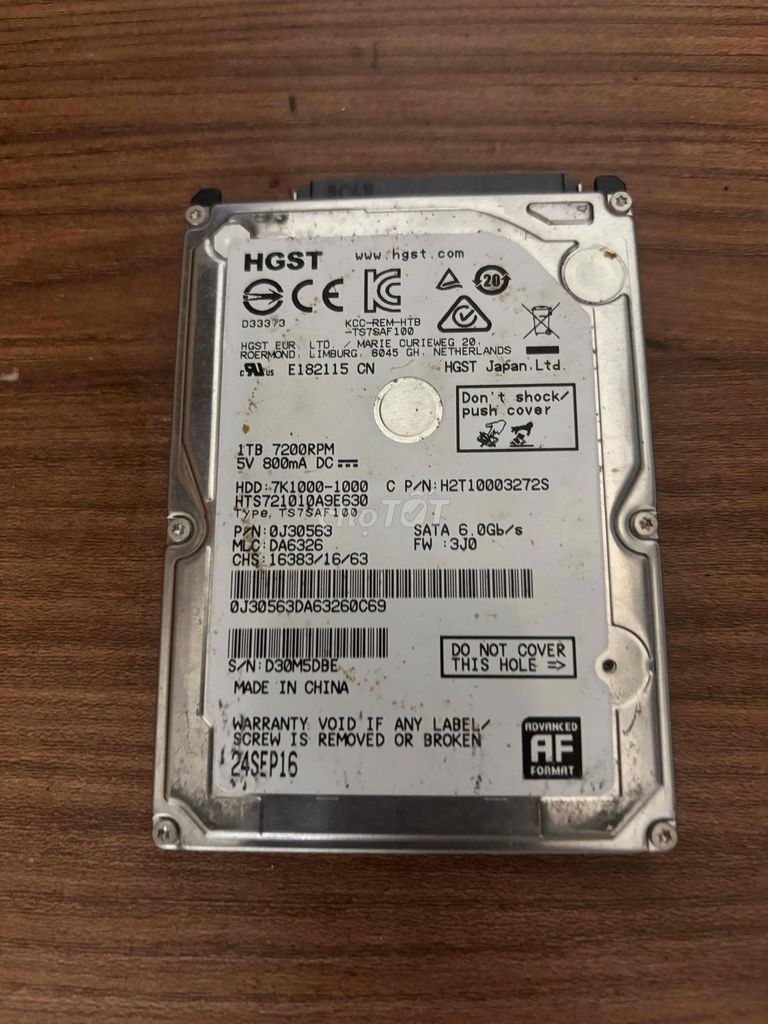 Ổ cứng HDD HGST 1TB 7200RPM 2.5inch siêu hiếm. Mua bán Linh kiện (RAM, Card...) tại Quận 3 Tp Hồ Chí Minh được đăng bởi MrFast hình 1