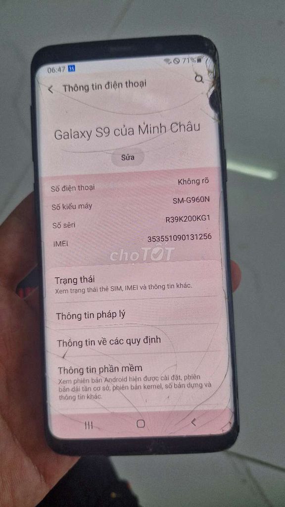 Samsung Galaxy S9 Đen Đã qua sử dụng. Mua bán Điện thoại tại Huyện Thuỷ Nguyên Hải Phòng được đăng bởi Tên chưa cung cấp hình 1