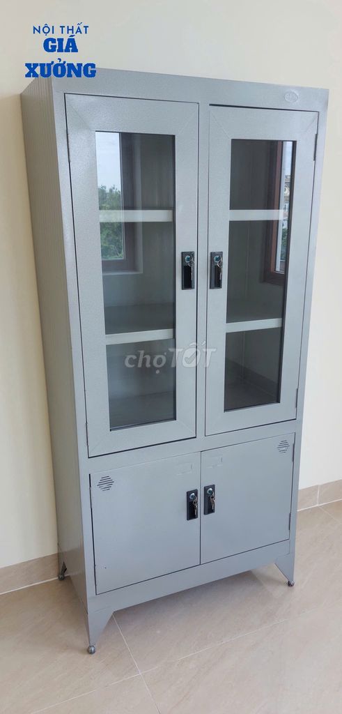Tủ hồ sơ sắt kính 2 cánh xám HÀNG MỚI - MIỄN SHIP. Mua bán Đồ dùng văn phòng tại Quận 1 Tp Hồ Chí Minh được đăng bởi Nội Thất Giá Xưởng  hình 1