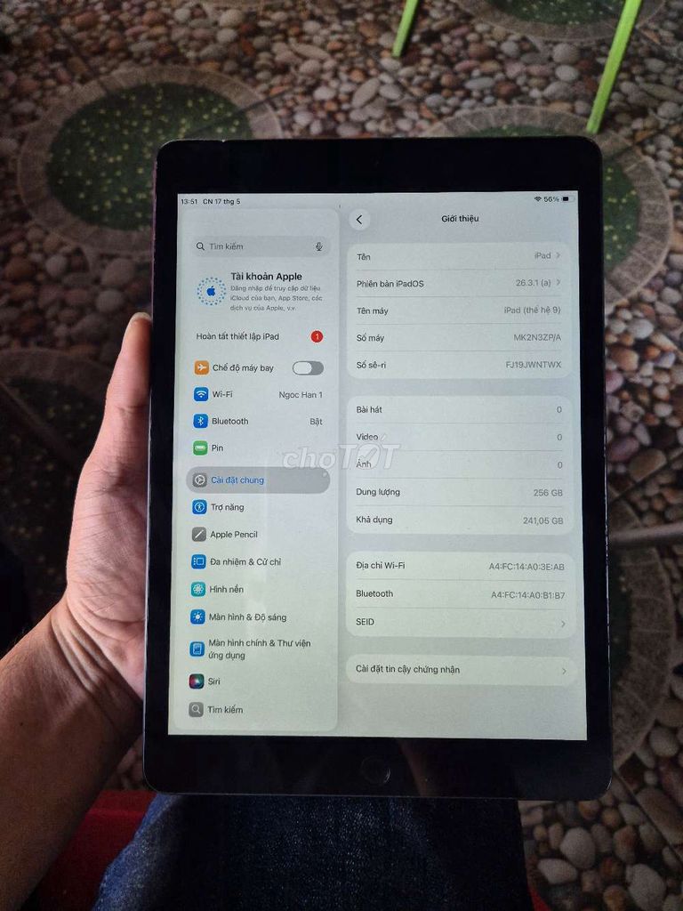 IPad Gen 9 256GB Đen Wifi. Mua bán Máy tính bảng tại Quận Bình Tân Tp Hồ Chí Minh được đăng bởi V I N H hình 1