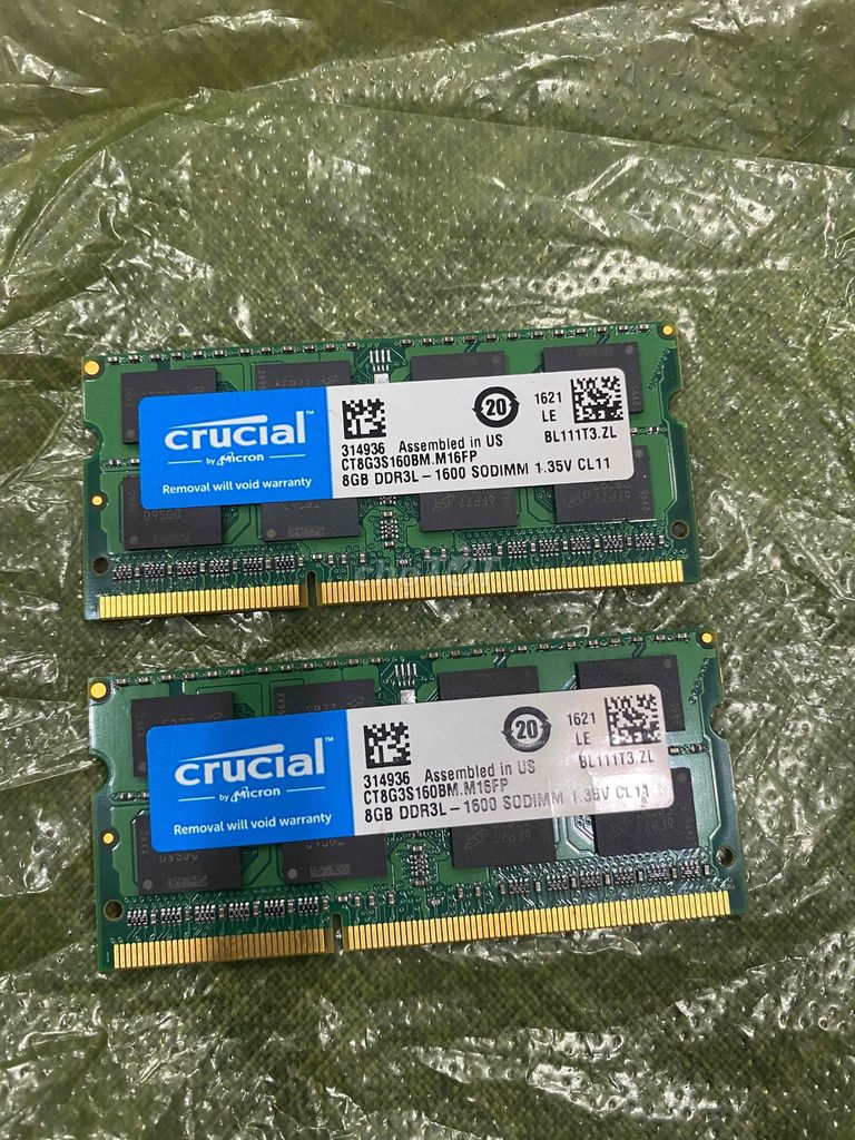 Cặp Ram 8G ddr3L bus 1600mhz chuẩn us Micron